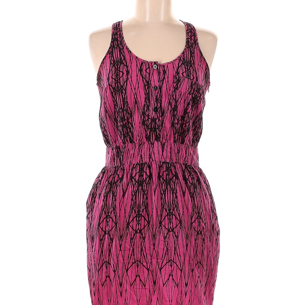 Charlie Jade Pink and Black Graphic Print Silk Women's Dress